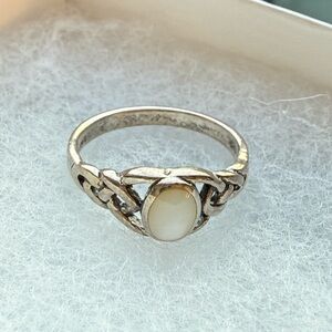 Silver Ring with White Stone (Opal)